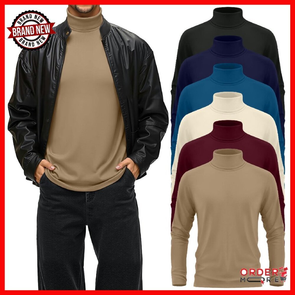 Men's Slim Fit Turtleneck Long Sleeve Base Layer Shirts Multipack